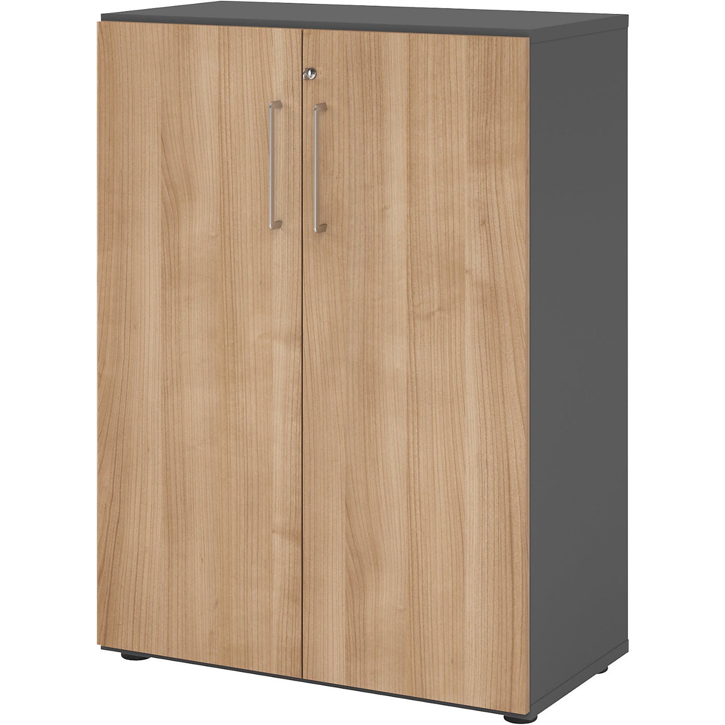 RENATUS - Office cupboard, 2 shelves, 3 file heights, graphite / walnut.