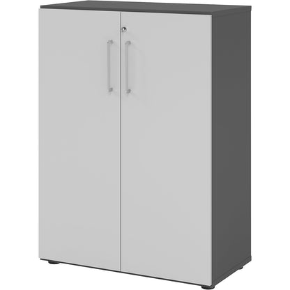 RENATUS - Office cupboard, 2 shelves, 3 file heights, graphite / light grey.