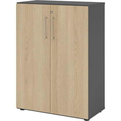 RENATUS - Office cupboard, 2 shelves, 3 file heights, graphite / oak.