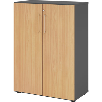 RENATUS - Office cupboard, 2 shelves, 3 file heights, graphite / beech.