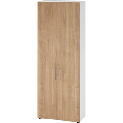 RENATUS - Office cupboard, 5 shelves, 6 file heights, white / walnut.