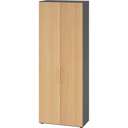 RENATUS - Office cupboard, 5 shelves, 6 file heights, graphite / beech.