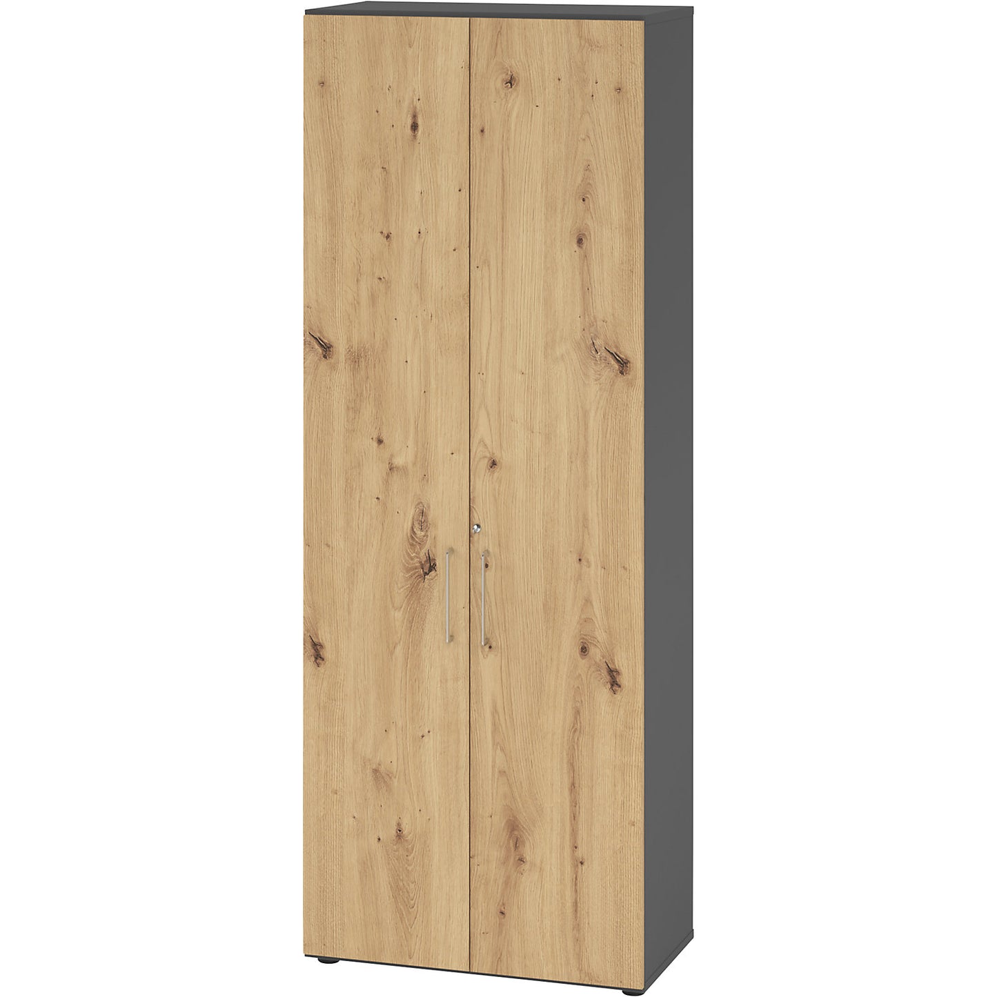 RENATUS - Office cupboard, 5 shelves, 6 file heights, graphite / knotty oak.