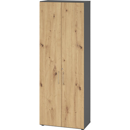 RENATUS - Office cupboard, 5 shelves, 6 file heights, graphite / knotty oak.