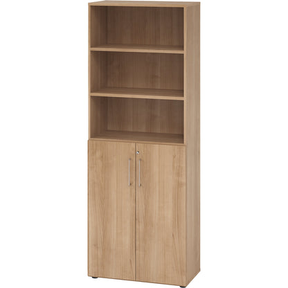 RENATUS - Office cupboard/shelf unit, 5 shelves, 6 file heights (3 of which are open), walnut.