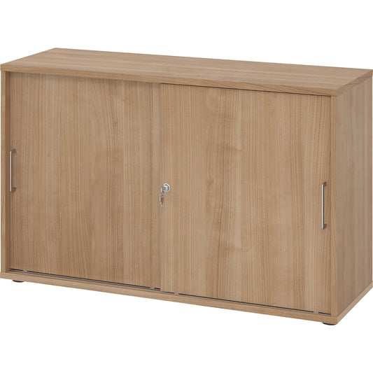 Sliding door cupboard, height 748 mm, 1 shelf, walnut.