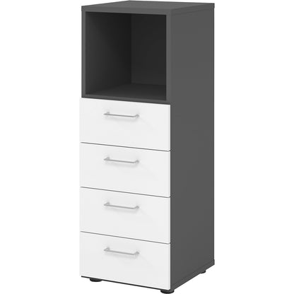RENATUS - Shelf unit, 1 open compartment / 4 drawers, graphite / white.