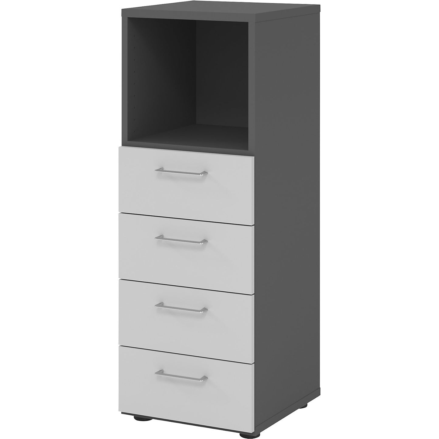 RENATUS - Shelf unit, 1 open compartment / 4 drawers, graphite / light grey.