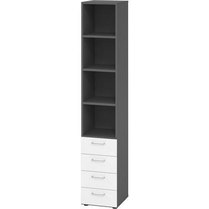 RENATUS - Shelf unit, 3 shelves / 4 drawers, graphite.
