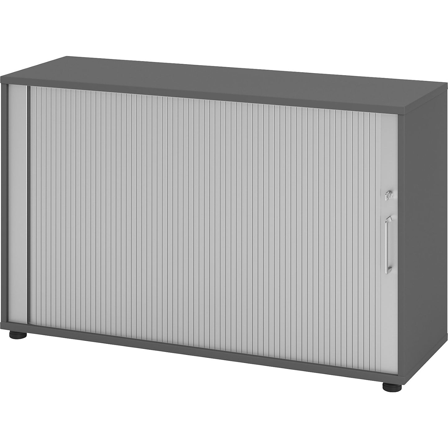 RENATUS - Roller shutter cupboard, height 748 mm, 1 shelf each, graphite.