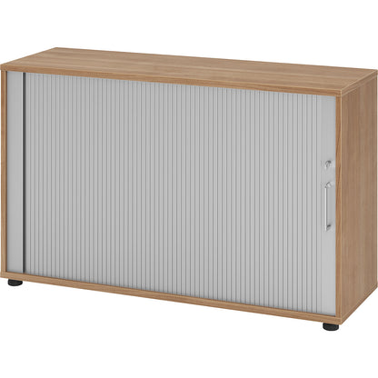 RENATUS - Roller shutter cupboard, height 748 mm, 1 shelf each, walnut.