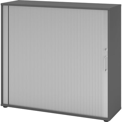 RENATUS - Roller shutter cupboard, height 1100 mm, 2 shelves each, graphite.
