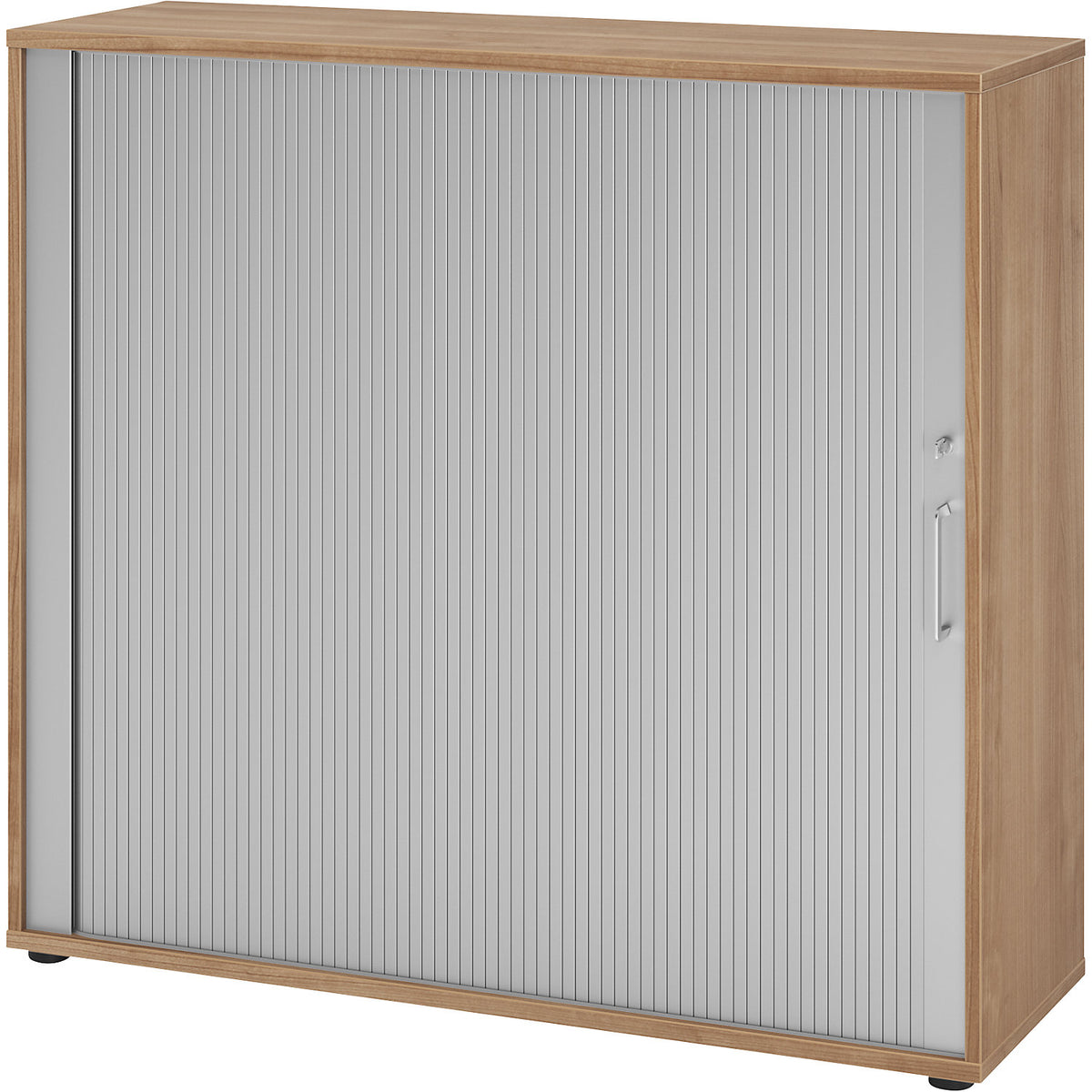 RENATUS - Roller shutter cupboard, height 1100 mm, 2 shelves each, walnut.