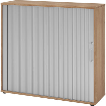 RENATUS - Roller shutter cupboard, height 1100 mm, 2 shelves each, walnut.