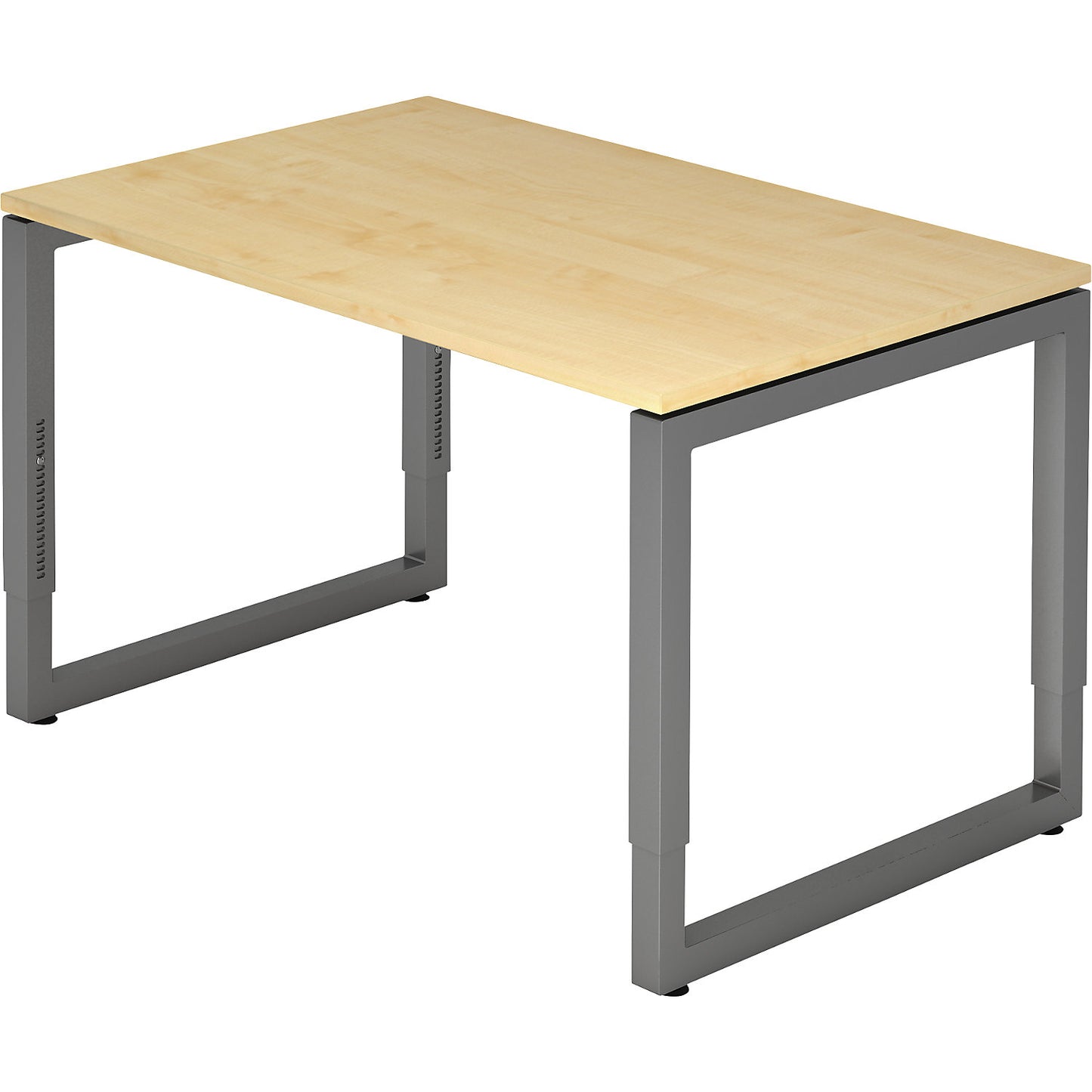Desk with frame made of rectangular tubular steel, height 650 - 850 mm, WxD 1200 x 800 mm, maple / graphite.