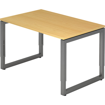Desk with frame made of rectangular tubular steel, height 650 - 850 mm, WxD 1200 x 800 mm, beech / graphite.