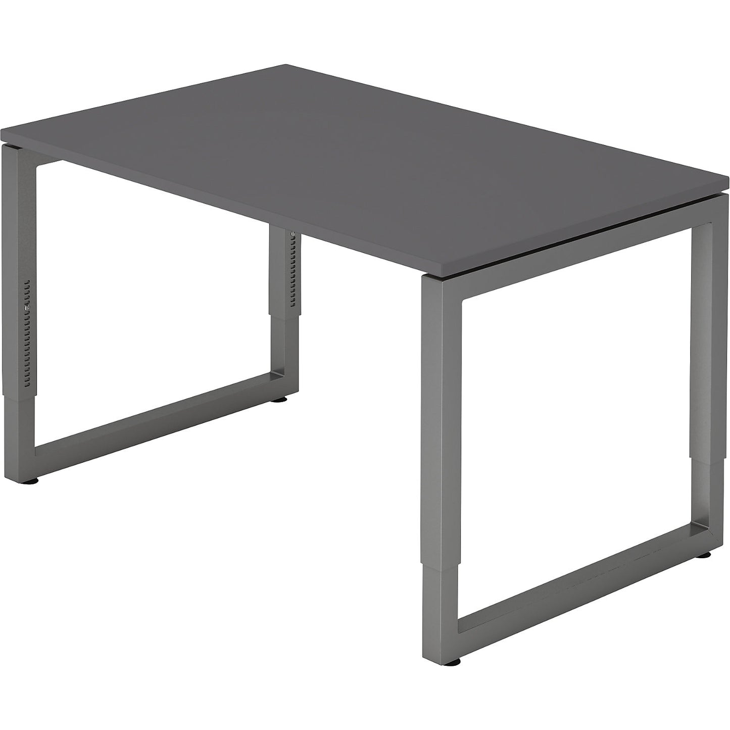 Desk with frame made of rectangular tubular steel, height 650 - 850 mm, WxD 1200 x 800 mm, graphite / graphite.