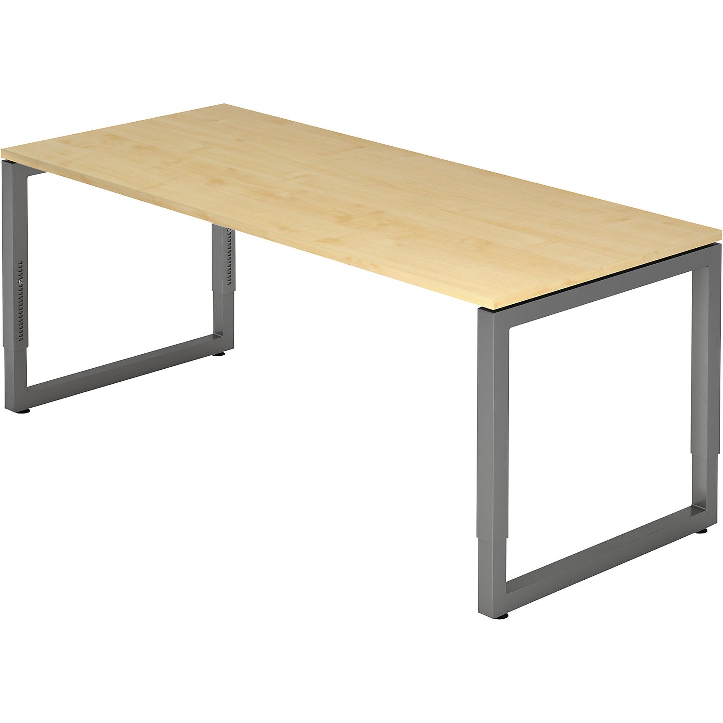 Desk with frame made of rectangular tubular steel, height 650 - 850 mm, WxD 1800 x 800 mm, maple / graphite.