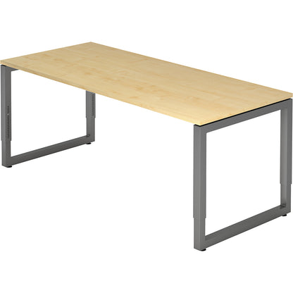 Desk with frame made of rectangular tubular steel, height 650 - 850 mm, WxD 1800 x 800 mm, maple / graphite.