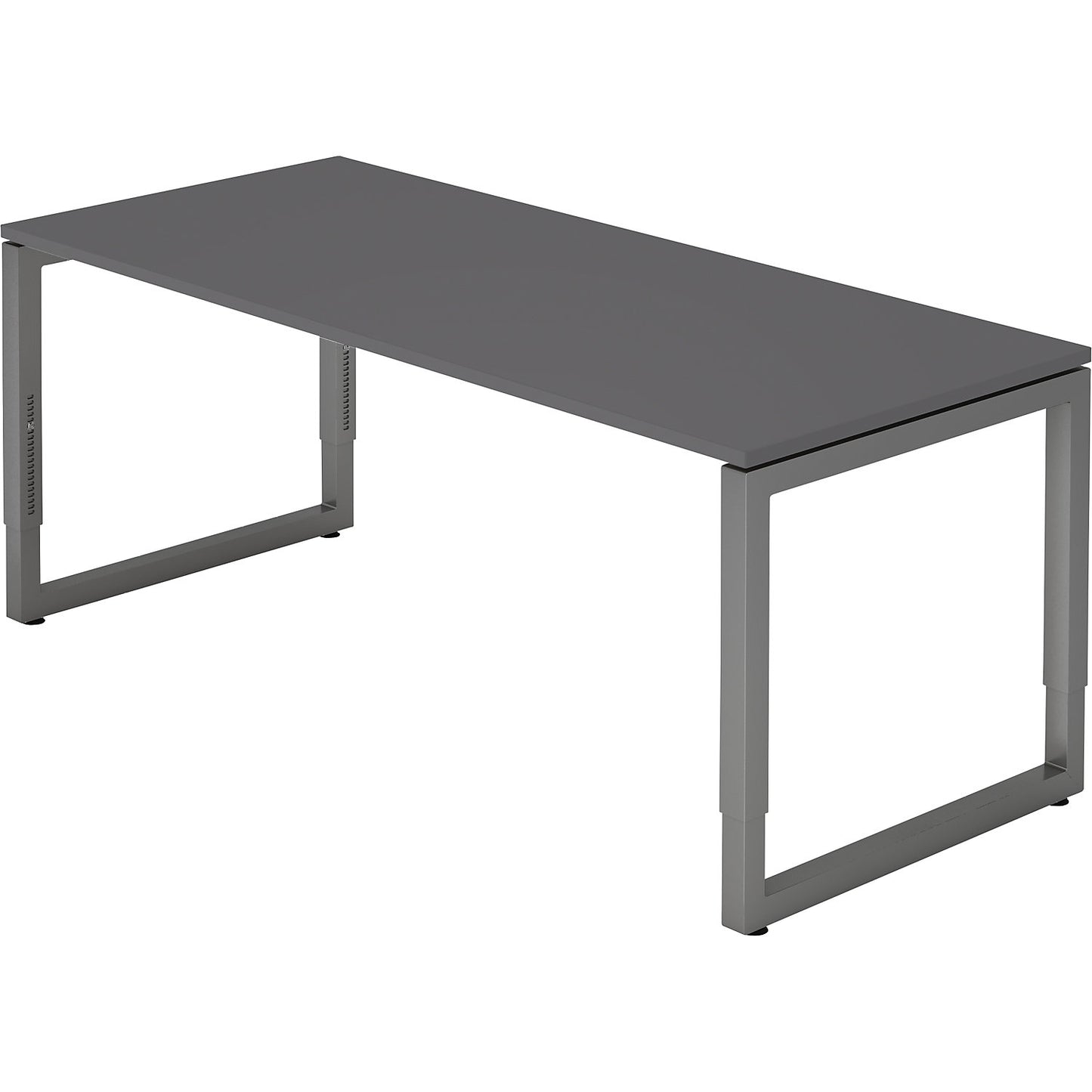 Desk with frame made of rectangular tubular steel, height 650 - 850 mm, WxD 1800 x 800 mm, graphite / graphite.