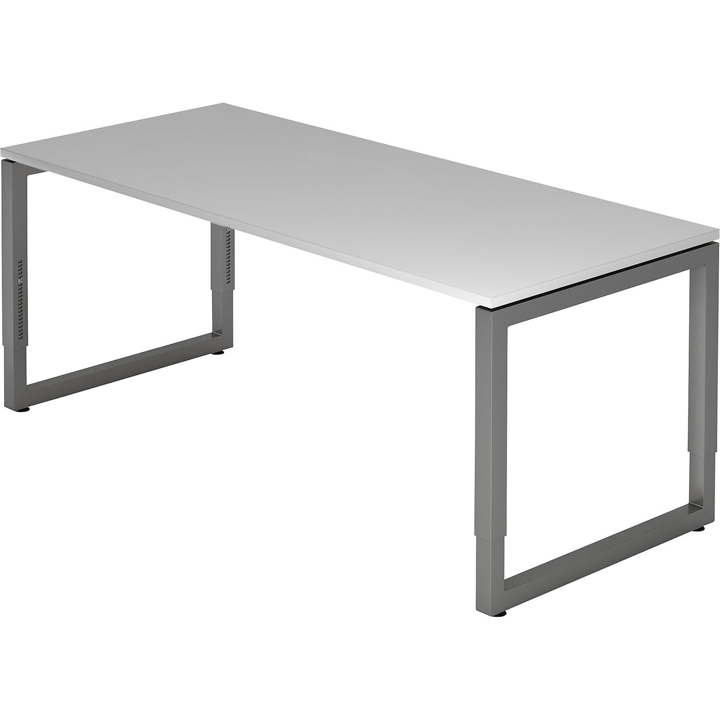 Desk with frame made of rectangular tubular steel, height 650 - 850 mm, WxD 1800 x 800 mm, light grey / graphite.