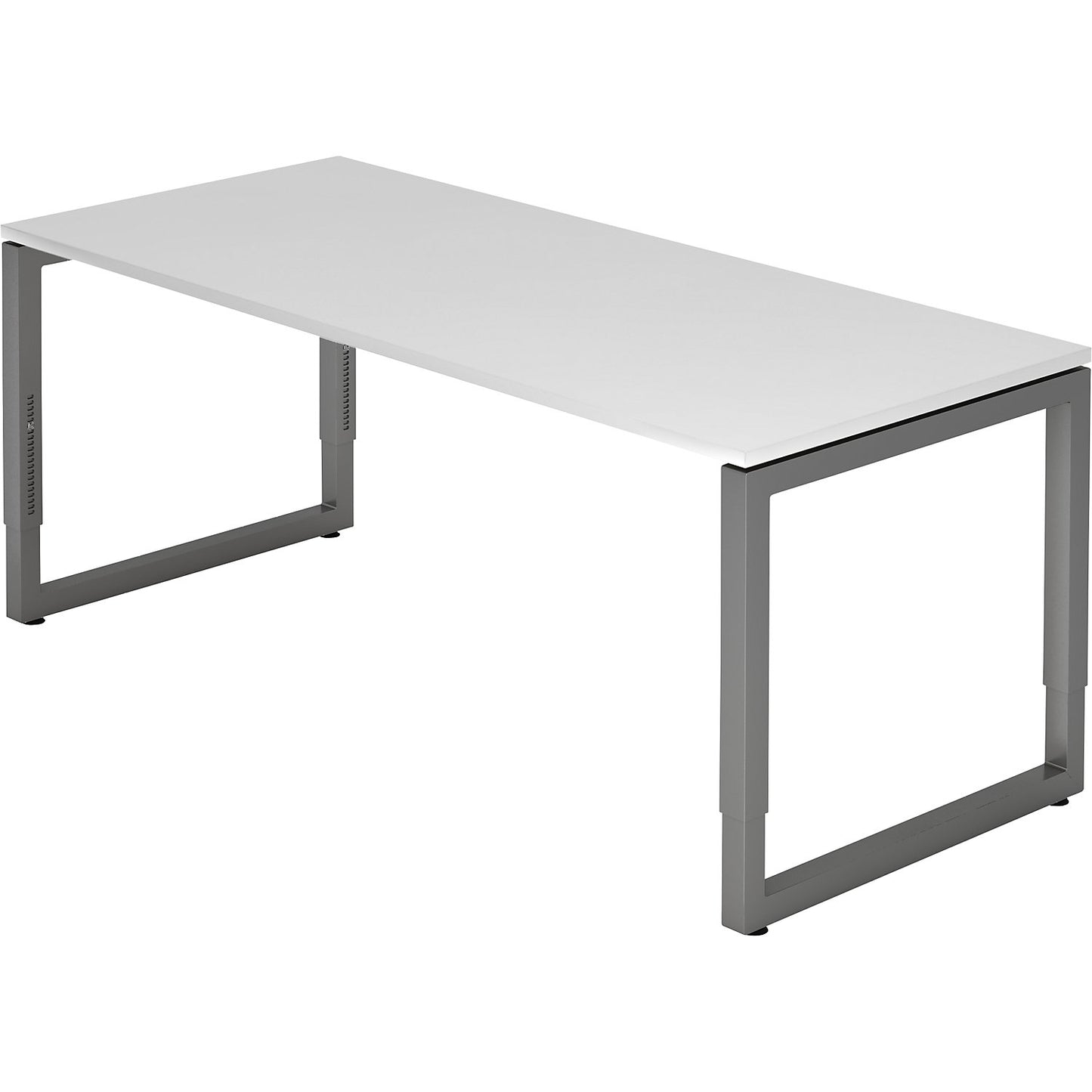 Desk with frame made of rectangular tubular steel, height 650 - 850 mm, WxD 1800 x 800 mm, white / graphite.