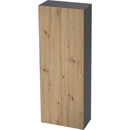 Wardrobe, 2 shelves, 1 clothes rail, graphite / knotty oak.