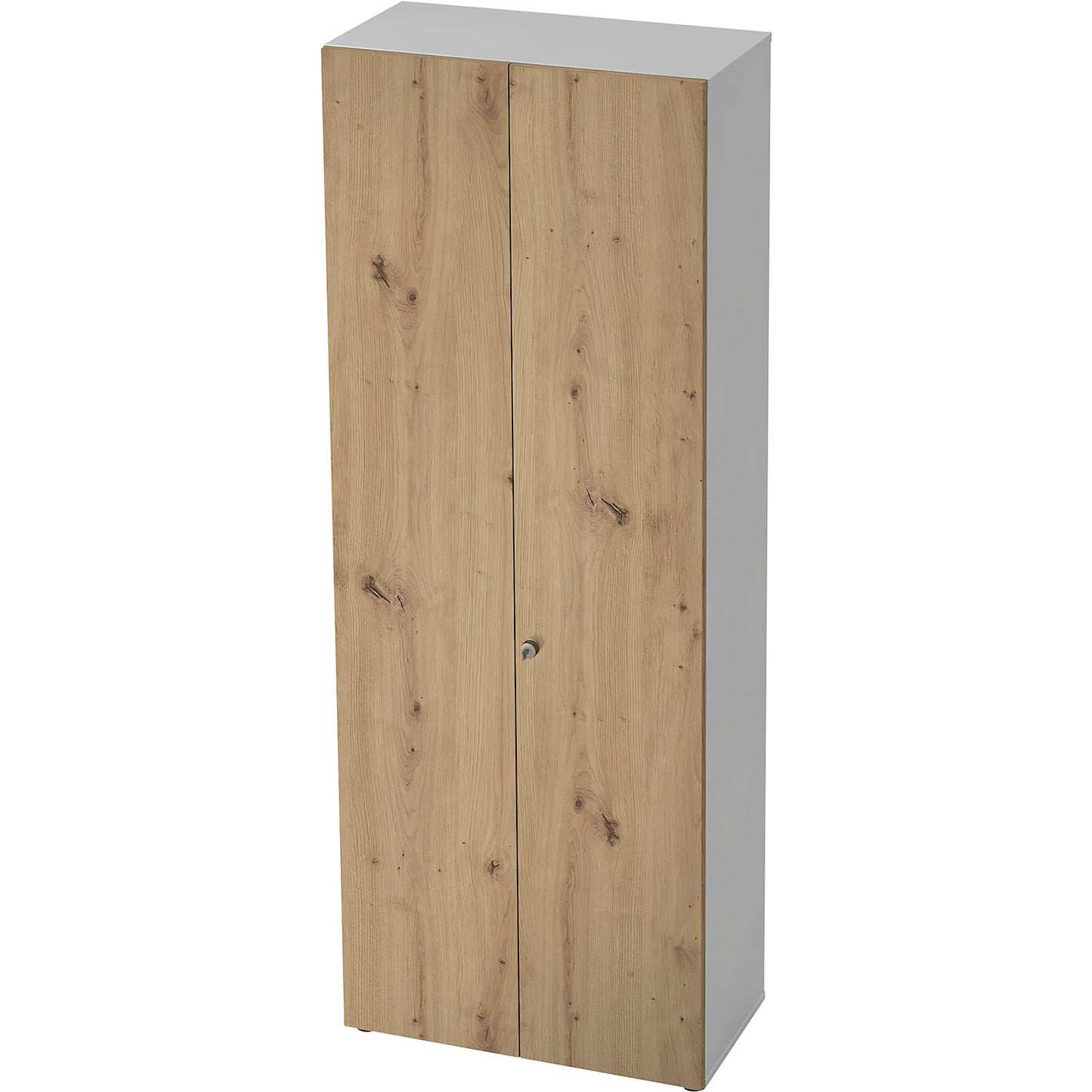Wardrobe, 2 shelves, 1 clothes rail, white / knotty oak.