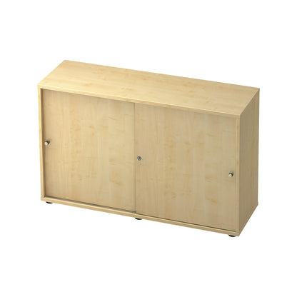 Sliding door cupboard, 1 shelf, centre partition, maple finish / maple finish.