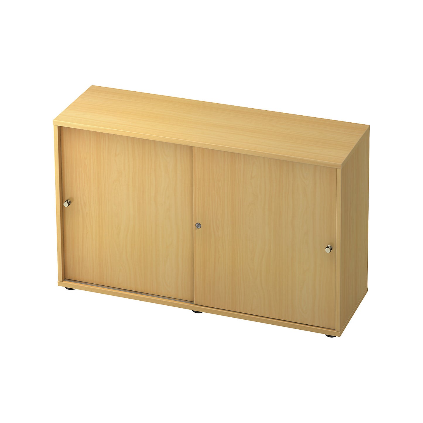 Sliding door cupboard, 1 shelf, centre partition, beech / beech.
