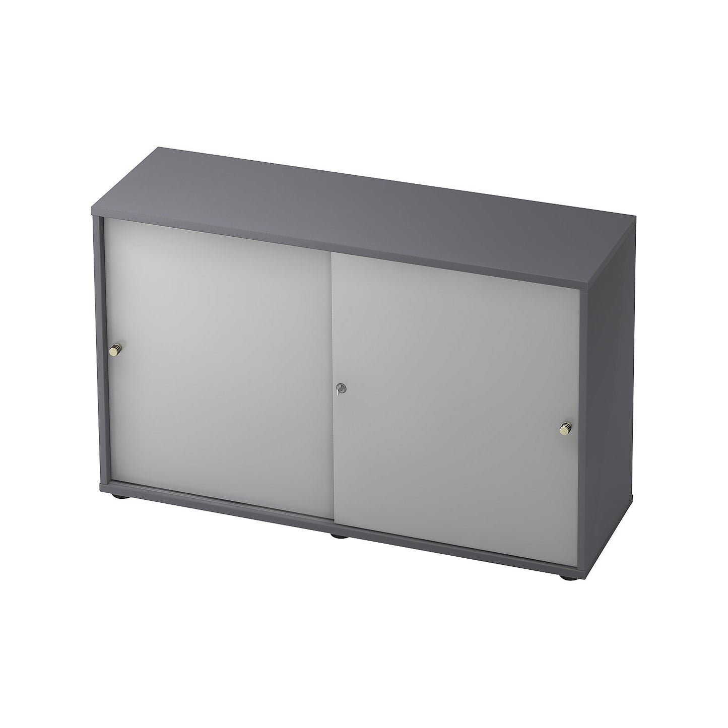 Sliding door cupboard, 1 shelf, centre partition, graphite / light grey.