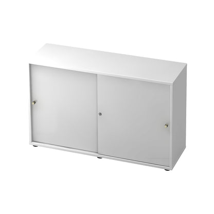 Sliding door cupboard, 1 shelf, centre partition, white / white.