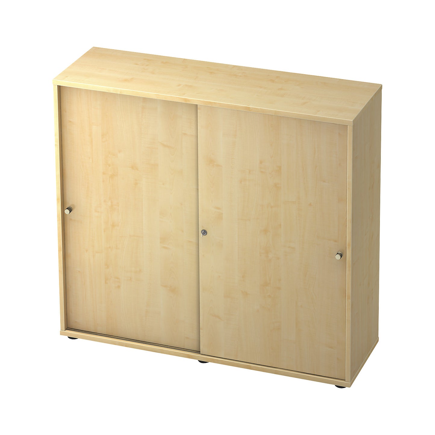 Sliding door cupboard, 2 shelves, centre partition, maple finish / maple finish.