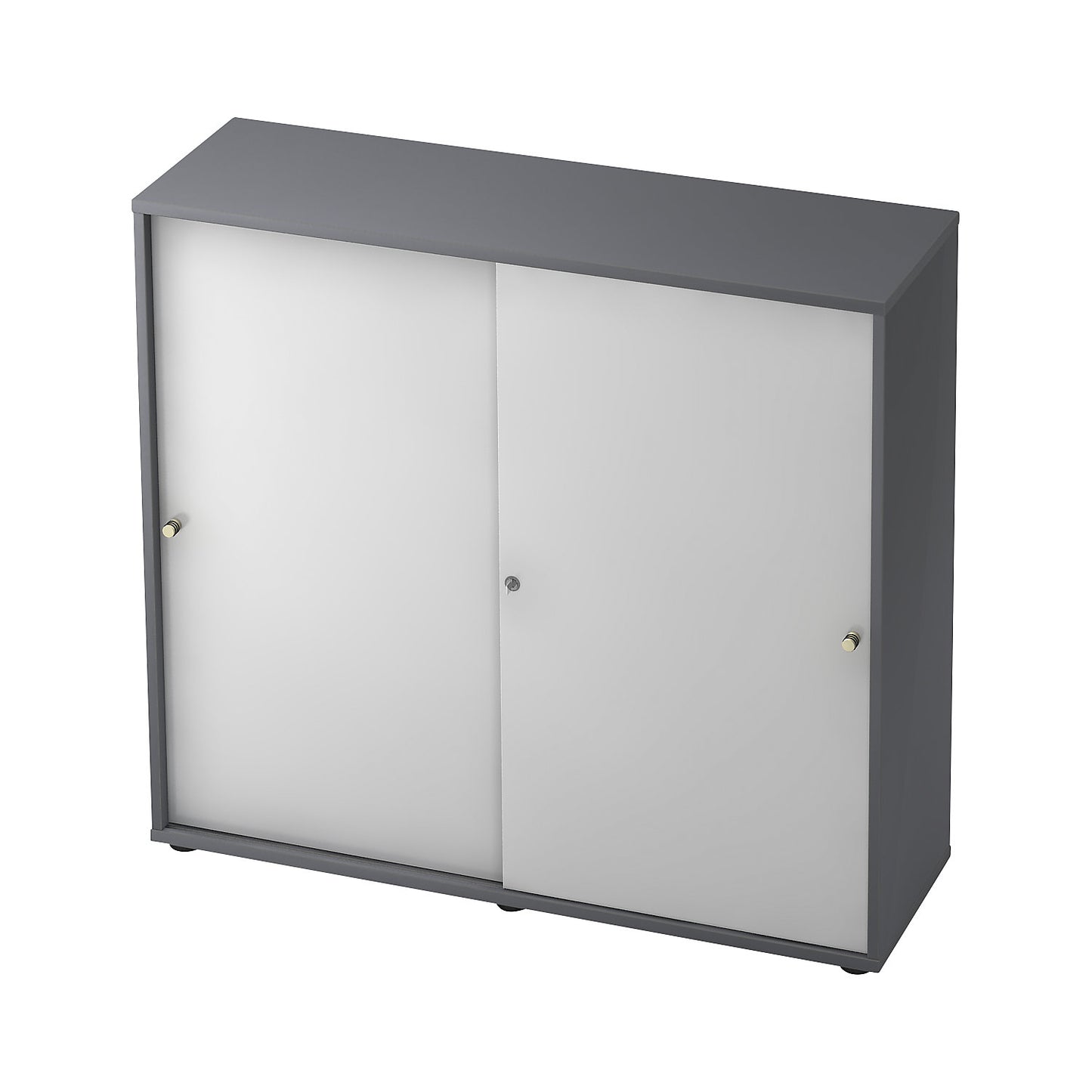 Sliding door cupboard, 2 shelves, centre partition, graphite / white.