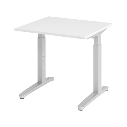 ANNY - Desk with C-foot frame, height adjustable 650 - 850 mm, width 800 mm, white / aluminium silver.