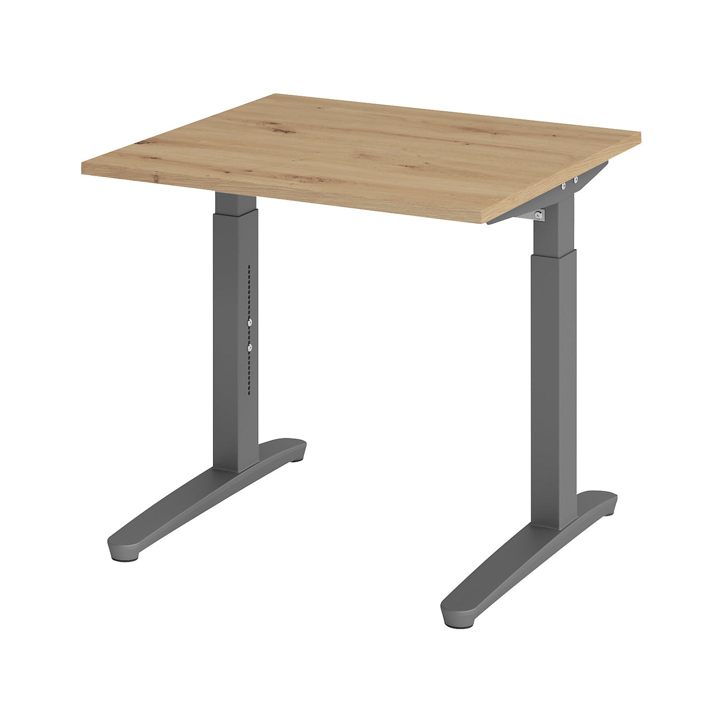 ANNY - Desk with C-foot frame, height adjustable 650 - 850 mm, width 800 mm, knotty oak / graphite.