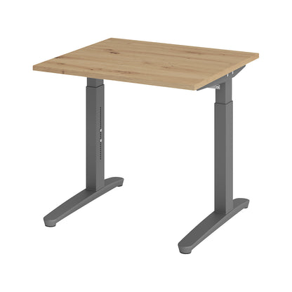 ANNY - Desk with C-foot frame, height adjustable 650 - 850 mm, width 800 mm, knotty oak / graphite.