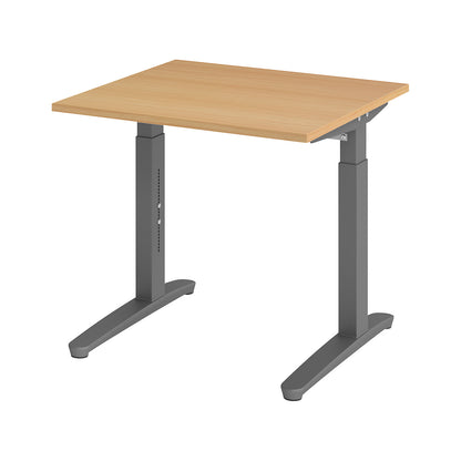 ANNY - Desk with C-foot frame, height adjustable 650 - 850 mm, width 800 mm, beech / graphite.