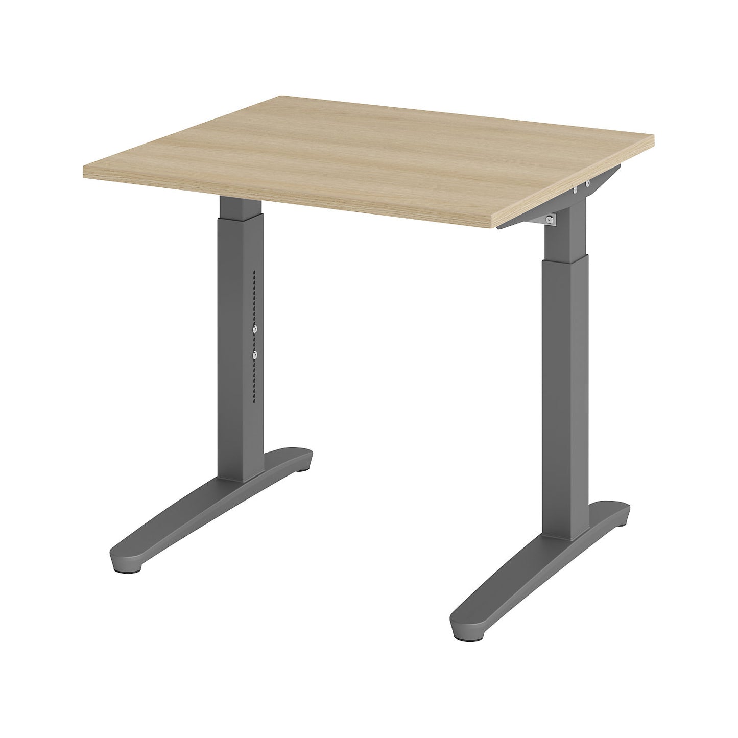 ANNY - Desk with C-foot frame, height adjustable 650 - 850 mm, width 800 mm, oak / graphite.