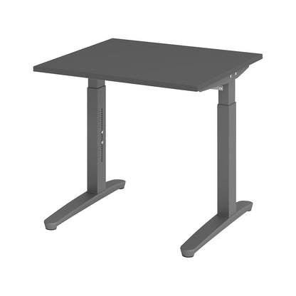 ANNY - Desk with C-foot frame, height adjustable 650 - 850 mm, width 800 mm, graphite / graphite.