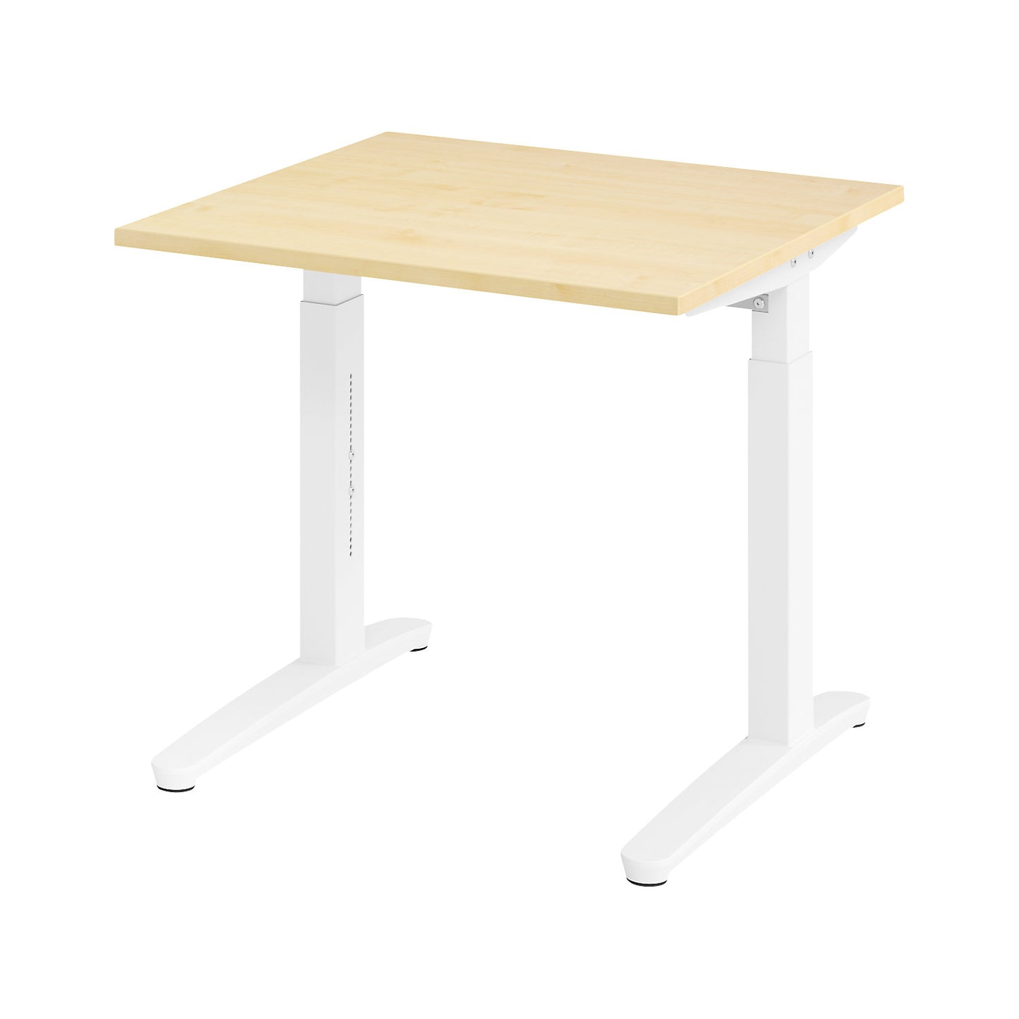 ANNY - Desk with C-foot frame, height adjustable 650 - 850 mm, width 800 mm, maple finish / white.