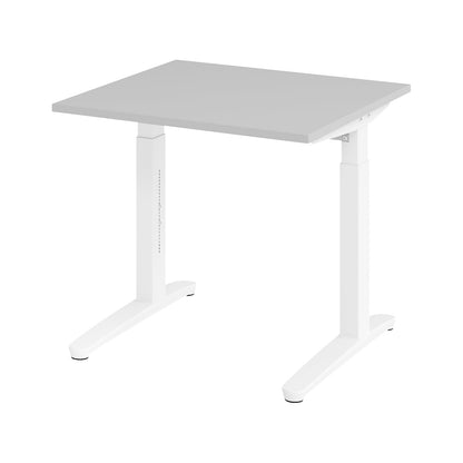 ANNY - Desk with C-foot frame, height adjustable 650 - 850 mm, width 800 mm, light grey / white.