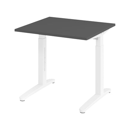 ANNY - Desk with C-foot frame, height adjustable 650 - 850 mm, width 800 mm, graphite / white.