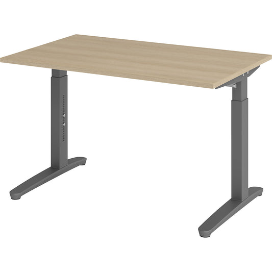 ANNY - Desk with C-foot frame, height adjustable 650 - 850 mm, width 1200 mm, oak / graphite.