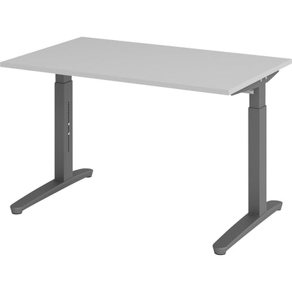 ANNY - Desk with C-foot frame, height adjustable 650 - 850 mm, width 1200 mm, light grey / graphite.
