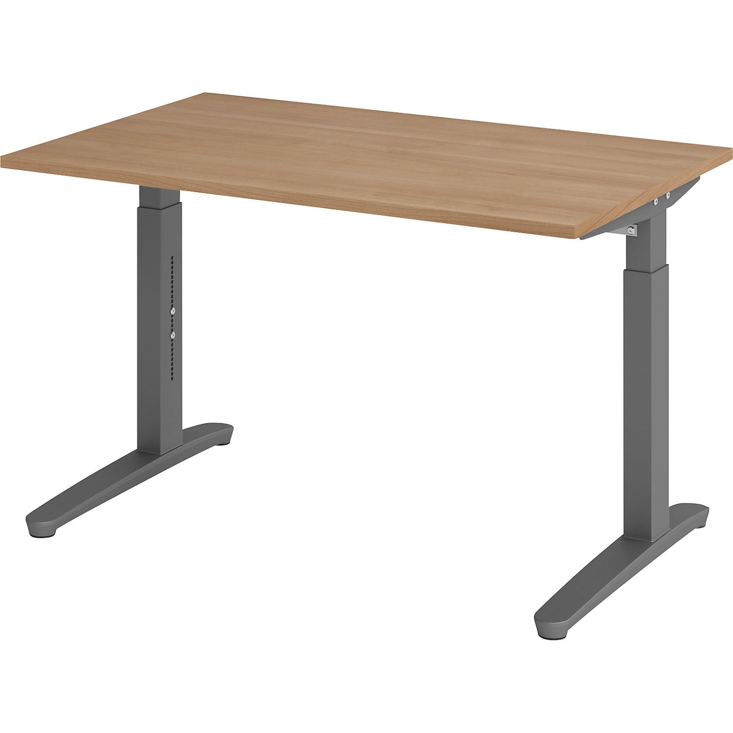 ANNY - Desk with C-foot frame, height adjustable 650 - 850 mm, width 1200 mm, walnut finish / graphite.