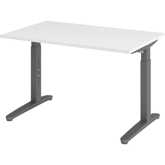 ANNY - Desk with C-foot frame, height adjustable 650 - 850 mm, width 1200 mm, white / graphite.