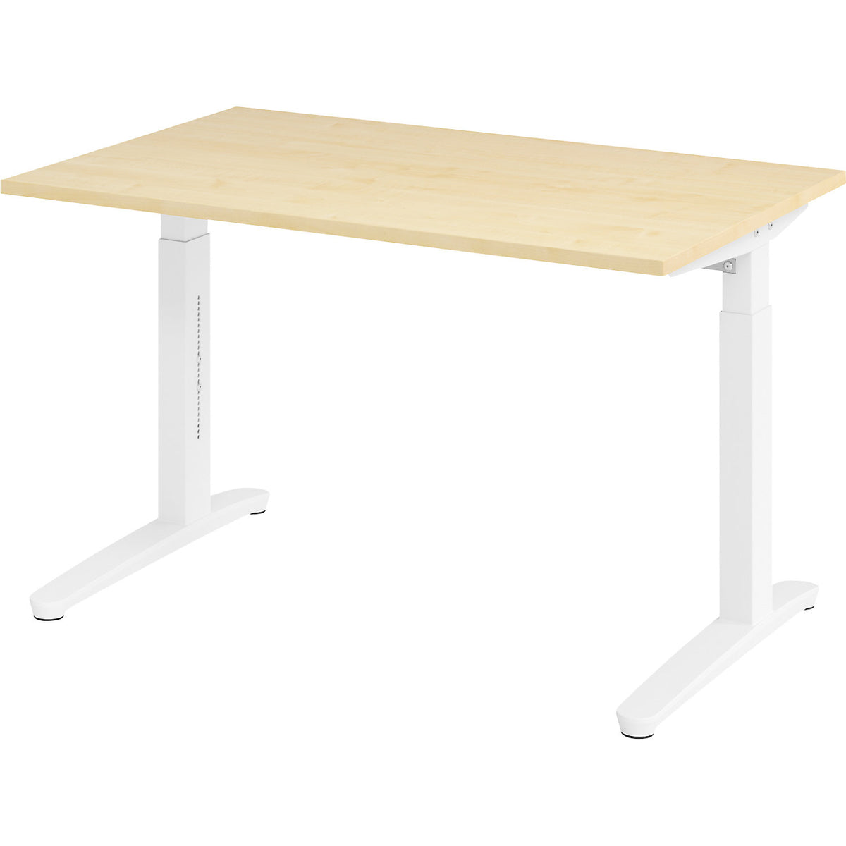 ANNY - Desk with C-foot frame, height adjustable 650 - 850 mm, width 1200 mm, maple finish / white.