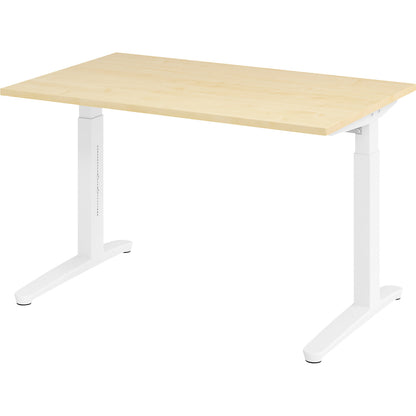 ANNY - Desk with C-foot frame, height adjustable 650 - 850 mm, width 1200 mm, maple finish / white.