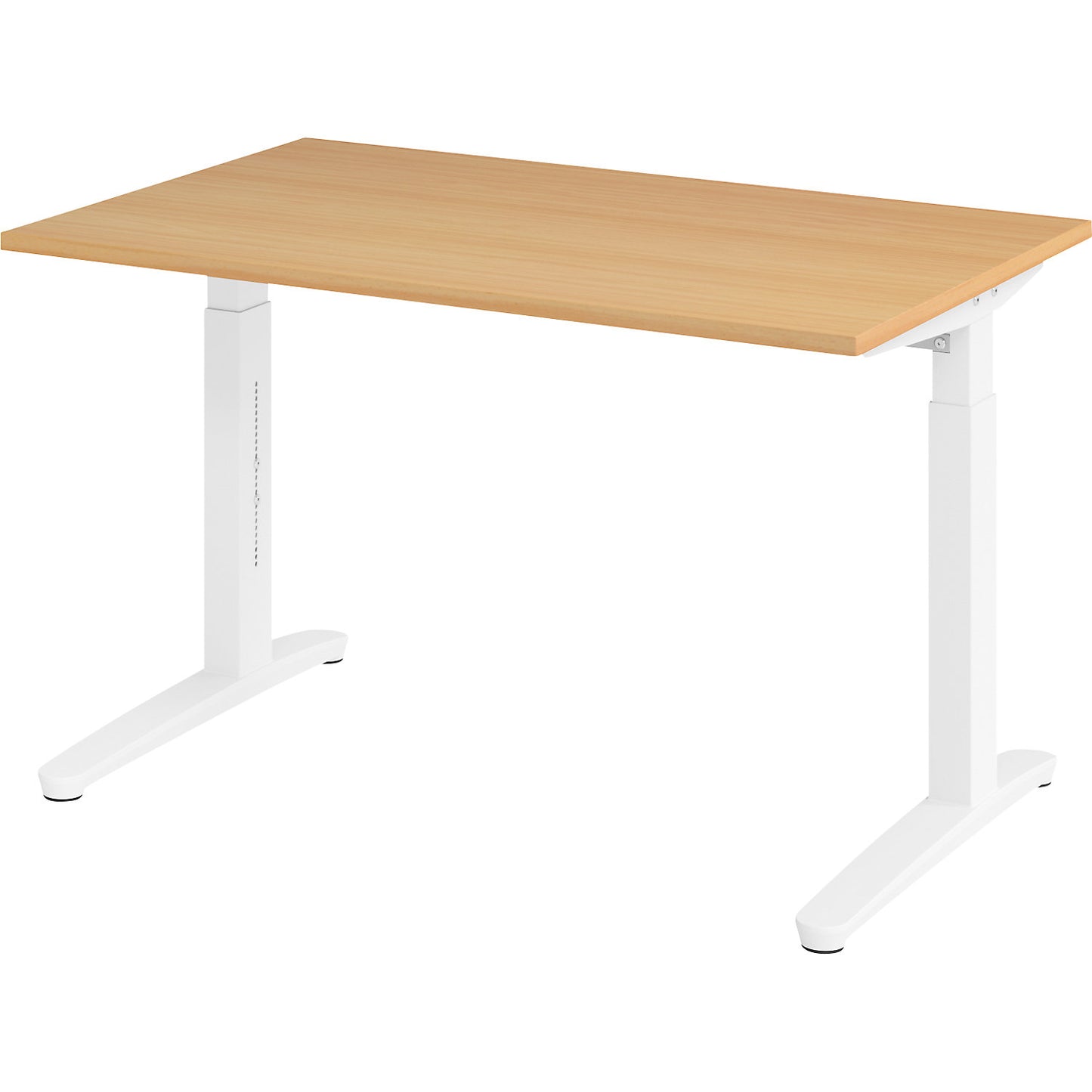 ANNY - Desk with C-foot frame, height adjustable 650 - 850 mm, width 1200 mm, beech / white.
